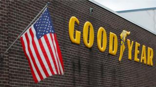 A U.S. flag flies at a Goodyear Tyre facility in Somerville, Massachusetts, 25 July, 2017