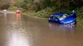 Flooding on Finnebrogue Road near Downpatrick