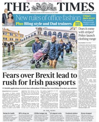 Times front page - 31/10/18
