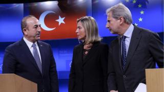 Mevlüt Çavuşoğlu, Federica Mogherini, Johannes Hahn