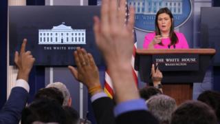 Sarah Sanders in a White House press briefing