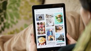 A Pinterest page displayed on an iPad