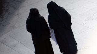 Nuns at a cathedral in Los Angeles, California, 25 December 2010