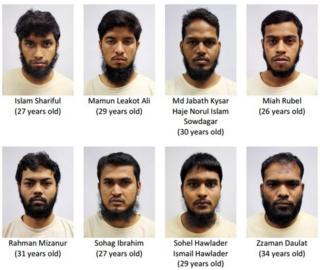 Images of the eight men