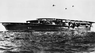 Kaga aircraft carrier pictured in the 1940s