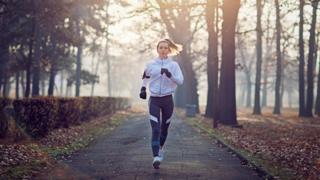 A young woman running