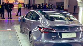 One of the first China-made Teslas leaves the factory