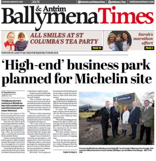 Ballymena Times front page