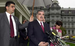رئيس الوزراء اللبناني السابق رفيق الحريري في البيت الأبيض، الولايات المتحدة، 5 تشرين الثاني/نوفمبر 2002