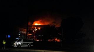 Cameroon main parliament building engulfed in flames