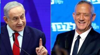 بنی گانتس از حزب آبی و سفید و بنیامین نتانیاهو از حزب لیکود