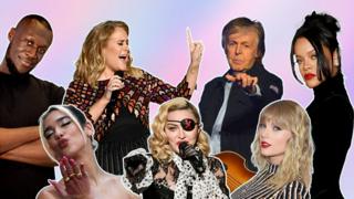 Stormzy, Adele, Paul McCartney, Rihanna, Dua Lipa, Madonna and Taylor Swift