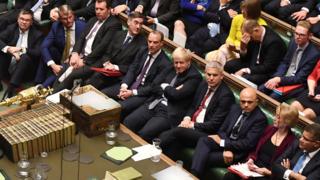 The Conservative front bench during Saturday's debate