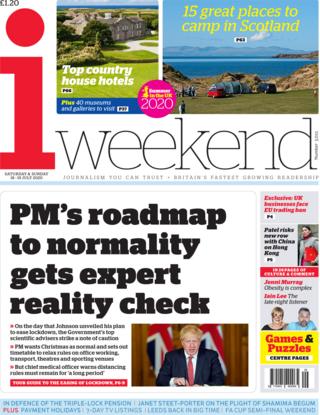 The i weekend front page 18 July