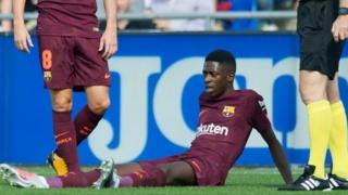 Ousmane Dembele a lokacin da ya ji rauni