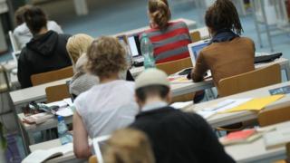 Students in library
