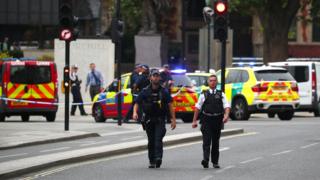 Police at the scene in Westminster