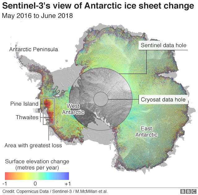 Sentinel-3 вид Антарктиды
