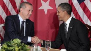 Rais Recep Tayyip Erdogan na mwenzake Barack Obama wa Marekani