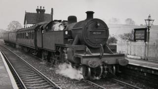 Locomotive at Rudyard Lake late 1950s