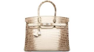 愛馬仕白色喜瑪拉雅尼羅鱷魚皮30公分鑽石柏金包(Hermes Birkin)