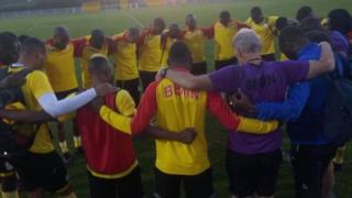 L'équipe nationale de football du Bénin, lors d'une séance d'entraînement en Algérie, pour les éliminatoires de la CAN 2019