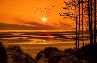 Dramatic sunset at Burghead Bay