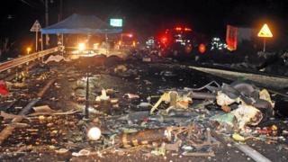 Helicopter wreckage in Wonju, South Korea