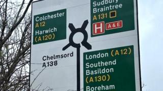 A road sign in Chelmsford Essex