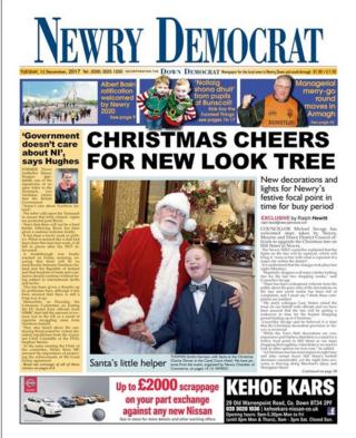 Front page of the Newry Democrat, Tuesday 12 December 2017
