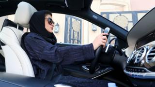 woman drives in Riyadh