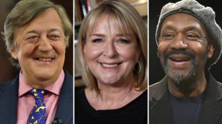 Izquierda-derecha: Stephen Fry, Fern Britton y Sir Lenny Henry