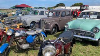 Old fashioned cars and motorbikes 