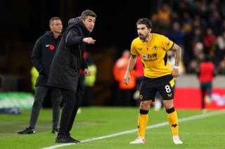 Wolves boss Bruno Lage and Ruben Neves.