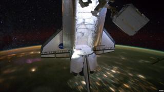 Space shuttle Endeavour is docked to the International Space Station