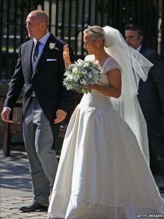Mike and Zara leaving the church