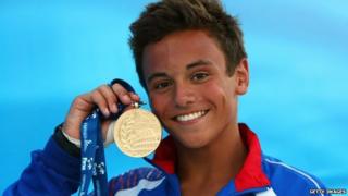 Tom Daley with his gold medal at the World Championships 2009 in Rome