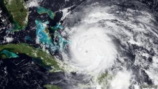 Satellite image of Hurricane Irene over the Caribbean Sea