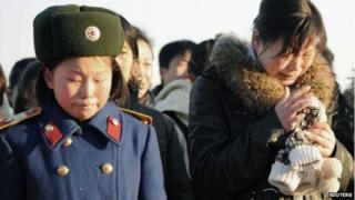 People in North Korea upset at the news of the death of leader Kim Jong-il