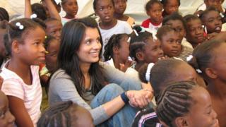 Sonali Shah and children in Haiti