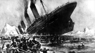 A drawing of how the Titanic sank