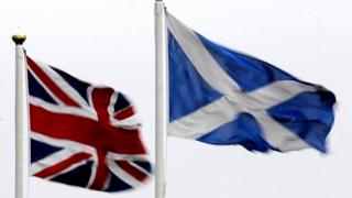 Union Jack flag and Scotland flag