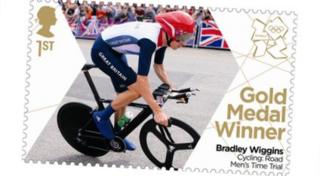 A stamp featuring Bradley Wiggins
