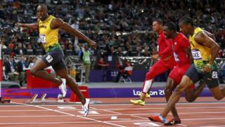 Usain Bolt wins the Olympic 100m final