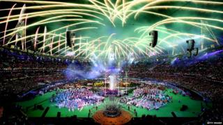 Fireworks at the closing ceremony of the London Paralympic games.