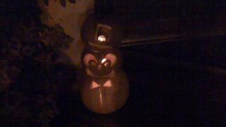 A pumpkin shaped like a snowman