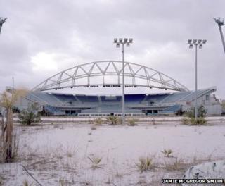 A deserted stadium in the Olympic Park in Athens