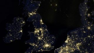 The UK at night