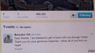 Pope Benedict XVI's first tweet