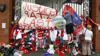 Tributes to the Hillsborough victims at Anfield